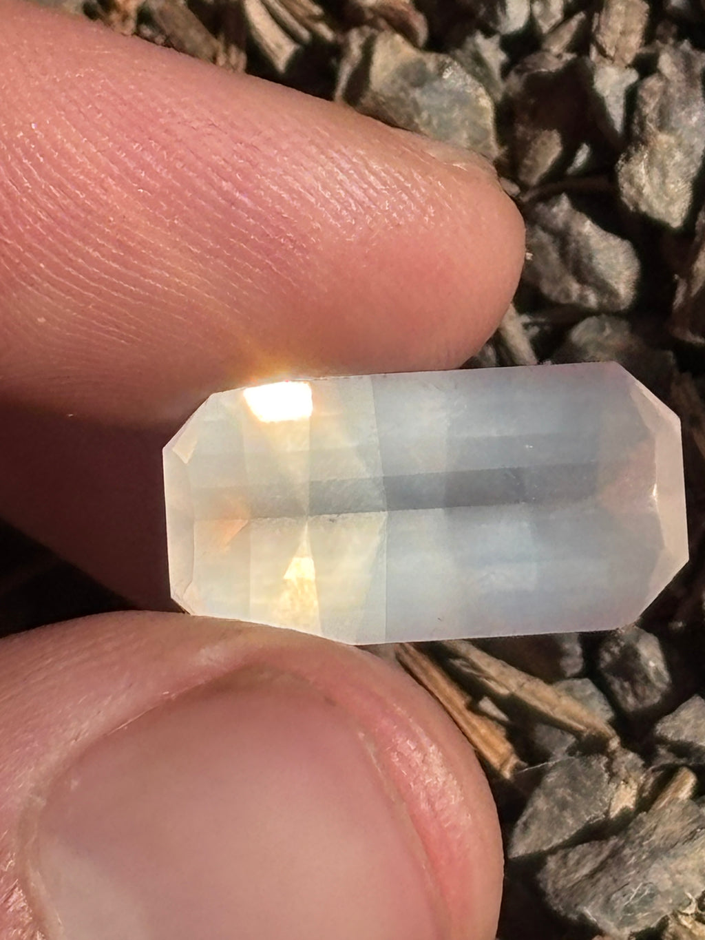 7 carat Opposed bar faceted pegmatite crystal