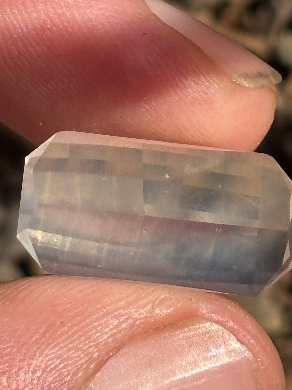 7 carat Opposed bar faceted pegmatite crystal