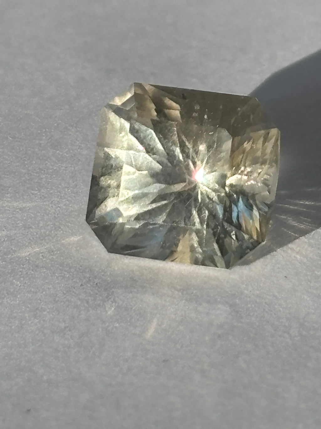 Faceted Oregon sunstone 3.17 carat squartuguese variant