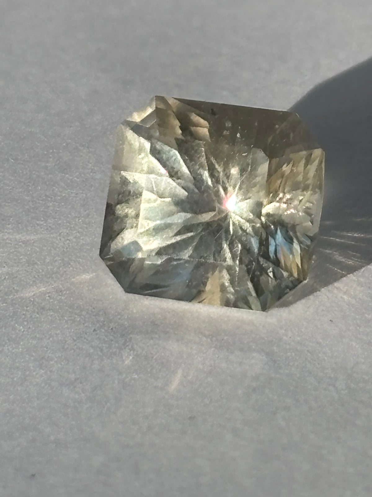 Faceted Oregon sunstone 3.17 carat squartuguese variant