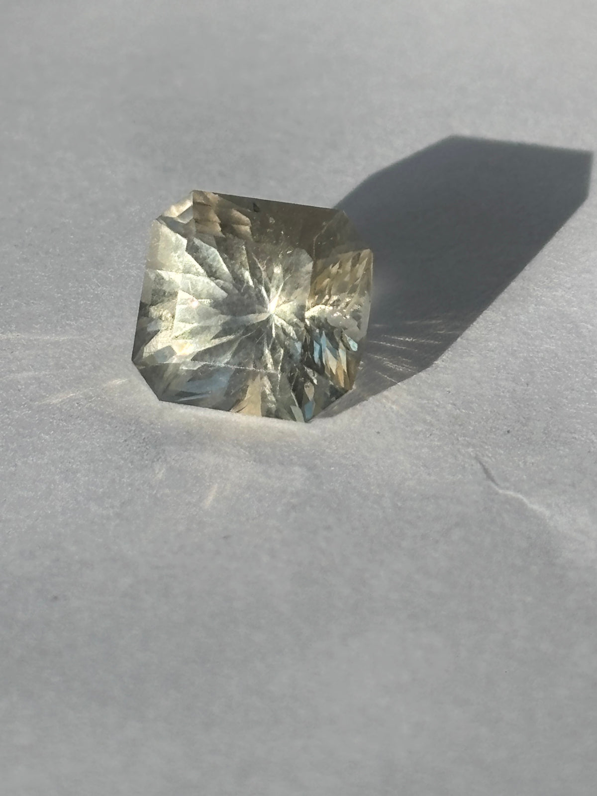 Faceted Oregon sunstone 3.17 carat squartuguese variant